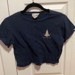 French pastry space ship cropped shirt, design on back and front, size womens xs